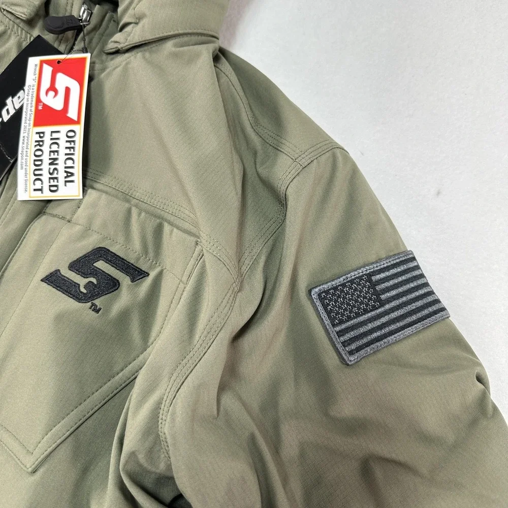 Snap-on Jacket Youth Large Green Hooded Full Zip Softshell Logo Quilted Warm